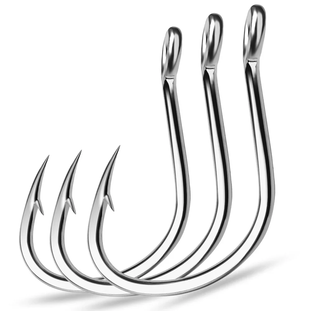 Fishing Hook Offset - Ring Eye Fishhooks Fishing Hook Silver
